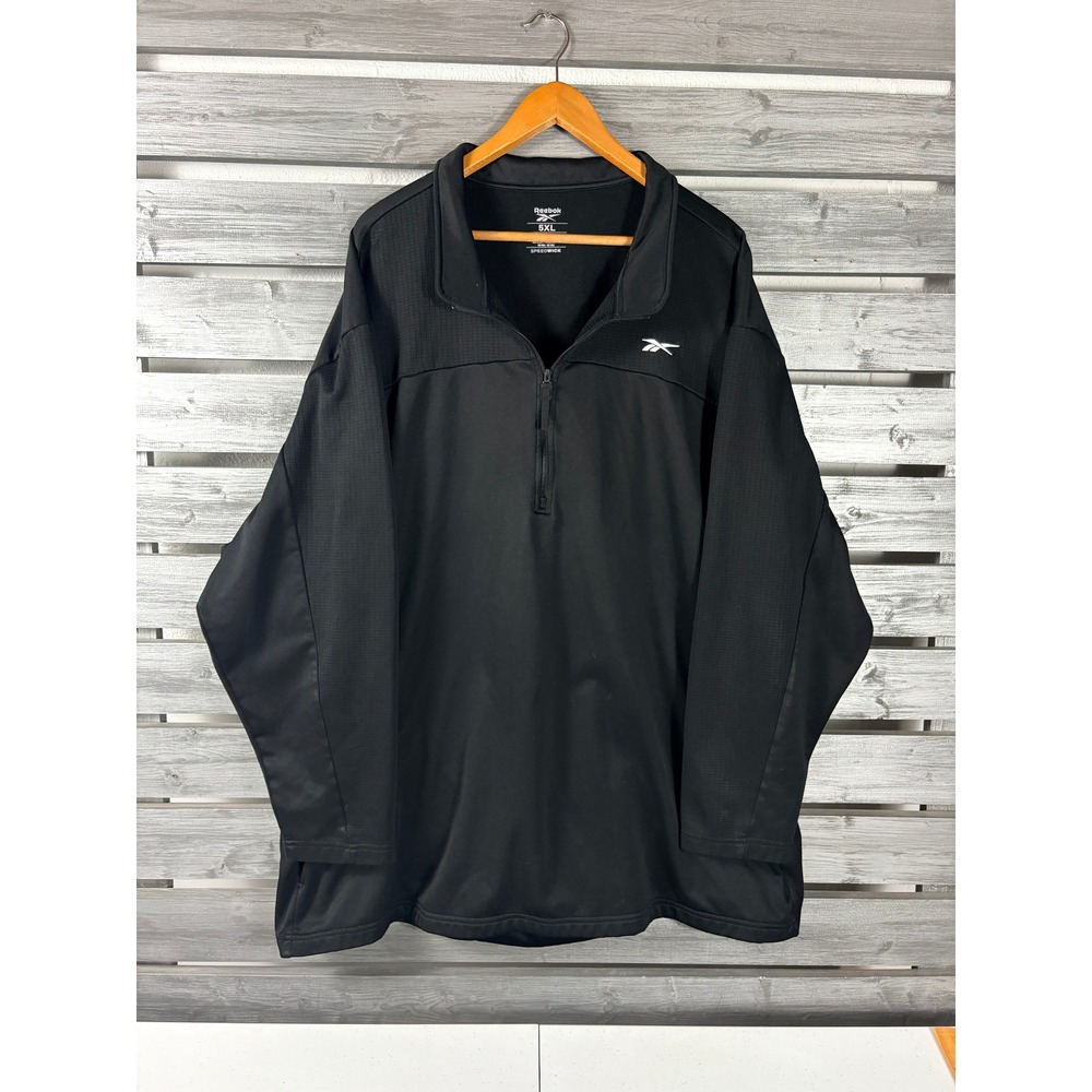 Reebok Mens 5XL Speedwick Black 1/4 Zip Pullover Track Jacket  Athletic